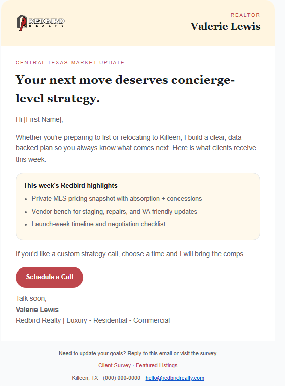 Branded market update email template